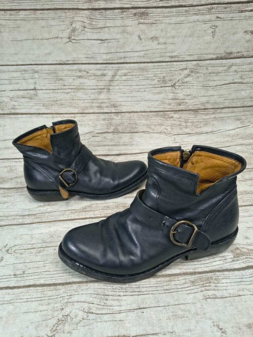Fiorentini + Baker Black Leather Moto Ankle Boots Size 39
